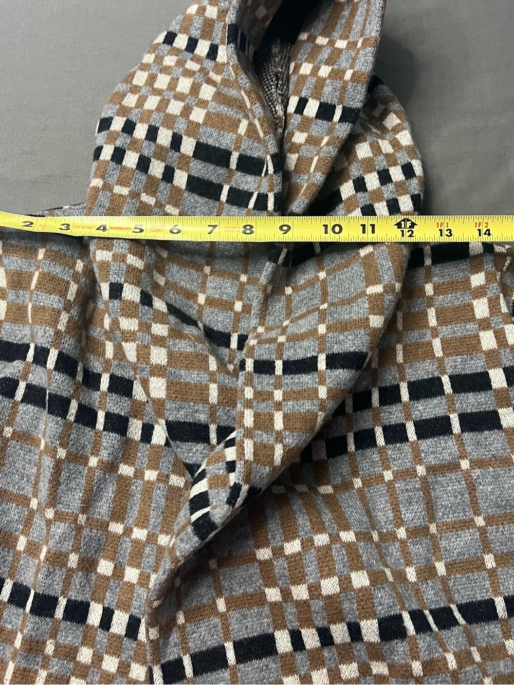 Anthropologie Field & Flower Wool Plaid Hooded Open Sweater Cardigan Medium - Picture 8 of 9